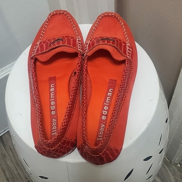 Libby Edelman Women's Leather Loafers Flats Tangerine Orange Size 6 🌴 - Picture 5 of 10